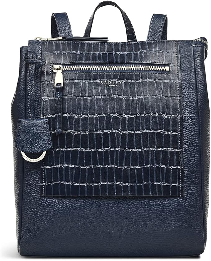 radley london 梨形花园拉链背包,采用人造鳄鱼皮制成,背包带双肩带和